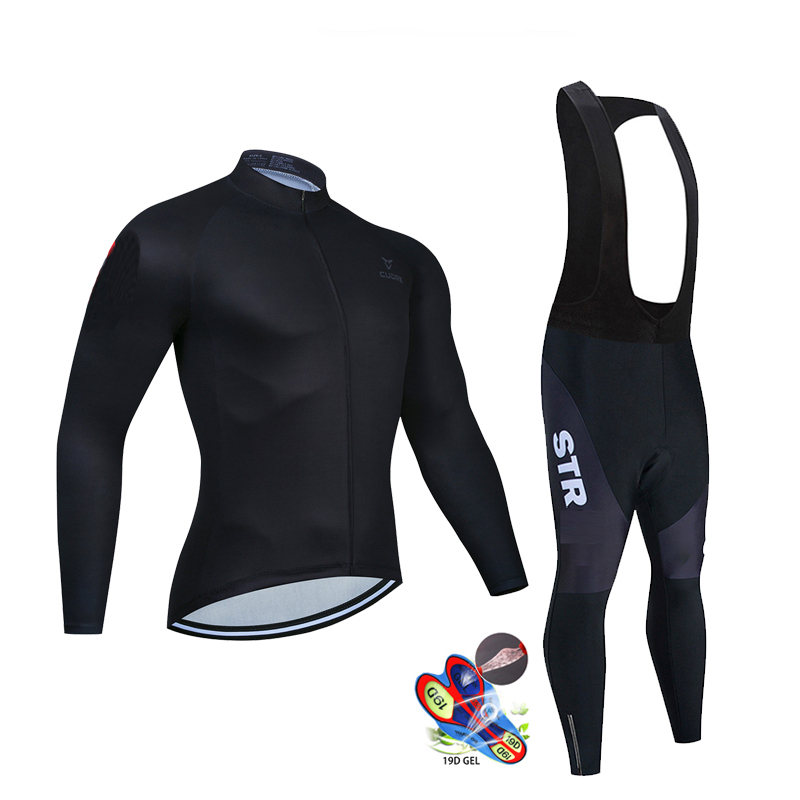 Mountain Biking Apparel - Set Jersey Bersepeda Hitam Musim Gugur